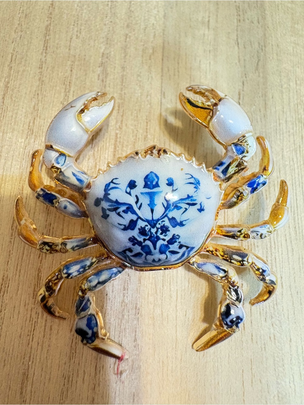 Decorative Blue and Gold Crab Wall Art